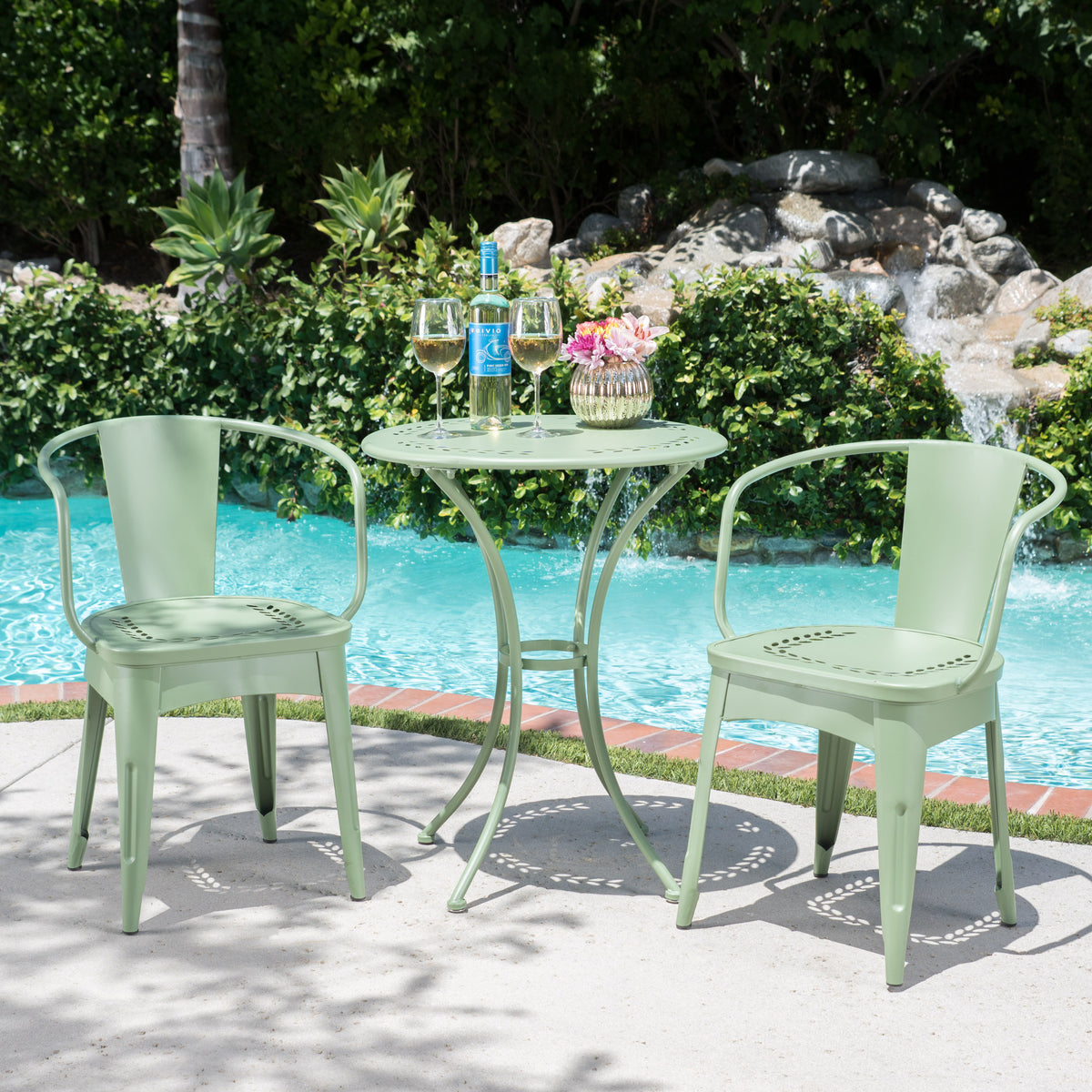 Whimsical Outdoor Bistro Set – Powder-Coated Iron, Water-Resistant, 3-Piece Table & Chair Set 56559.00MCG-djyc