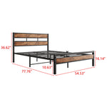 Full Size Platform Bed Frame with Rustic Vintage Wood Headboard, Strong Metal Slats Support, No Box Spring Needed W840P144083-djyc