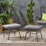 Montana Faux Rattan Outdoor Patio Ottoman with Cushion (Set of 2) 65045.00GRY-djyc