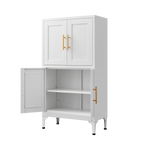 White Metal Kitchen Storage Cabinet, Kitchen Pantry Storage Cabinet with Doors and Shelves, Storage Cabinet with Adjustable Leveling Foot for Kitchen, Living Room and Dining Room W W328P194192-djyc