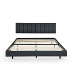 Queen Floating Bed Frame with Wall Mounted Headboard Modern Low Profile Platform Bed Frame Queen Size Faux Leather Upholstered Platform Bed Frame,No Box Spring Needed,Black W487P169718-djyc