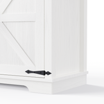 K&K 71" Farmhosue Pantry Bar Cabinet with Internal Storage Rack,Kitchen Cabinet with Hutch,Sliding Door,Power Outlet,Pegboard,Wine & Glasses Rack,3 Drawers,Rustic Coffee Bar Storage Cabinet,White Oak N707S000008W-djyc