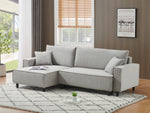 Space-Saving 93-Inch Grey Corduroy Sofa Bed with Two Matching Pillows - Perfect for Living Room or Apartment, Ensuring a Neat and Uncluttered Space W1278S00025-djyc