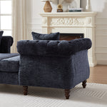 81-inch Chenille Face-to-face Chaise Lounge with Two Pillows,Nailhead trim,Button Tufted Design and Rolled Arms for Lounge, Living room and Office W834S00317-djyc