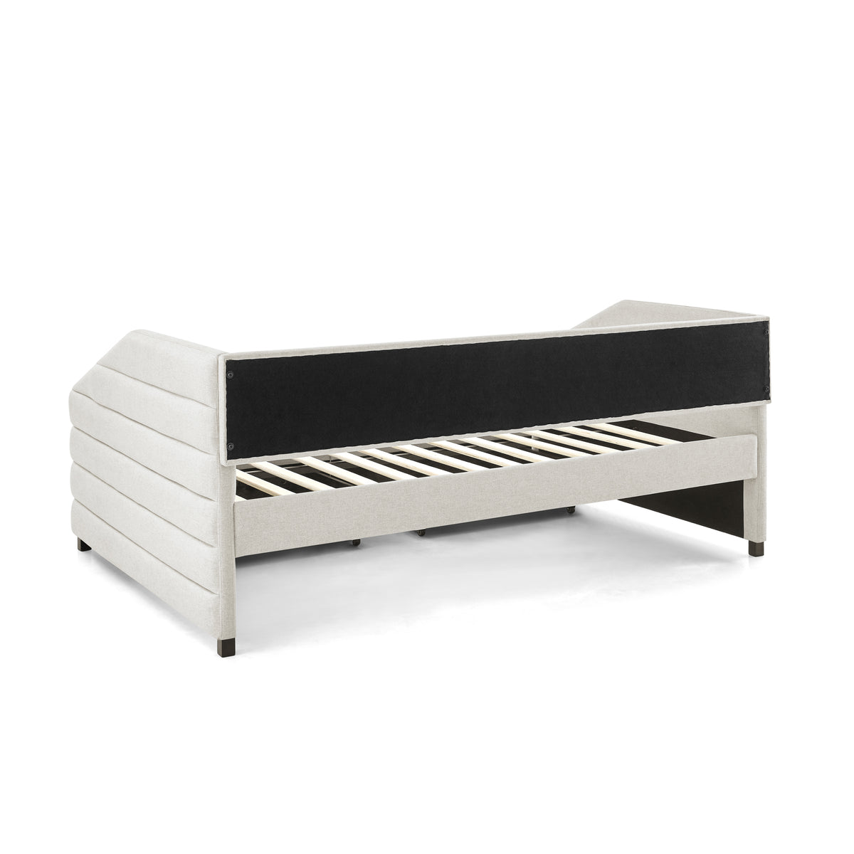 Full Size Daybed with Two Drawers Trundle Upholstered Tufted Sofa Bed, Linen Fabric, Beige (82.5"x58"x34") W487S00177-djyc