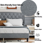 King size Adjustable Headboard with Fine Linen Upholstery and Button Tufting for Bedroom,Wave TopLIGHT GREY W1793140473-djyc