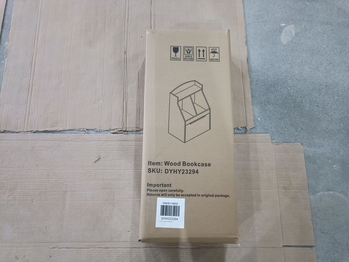 Kids Bookshelf with Drawer and Wheels, Children's Book Display,Wooden Bookcase, Toy Storage Cabinet Organizer, White W808119692-djyc