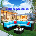 5 Pieces PE Rattan sectional Outdoor Furniture CushionedU Sofa set with 2 Pillow W329S00014-djyc