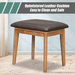 43.3" Classic Wood Makeup Vanity Set with Flip-top Mirror and Stool, Dressing Table with Three Drawers and storage space, Brown N704P165645-djyc