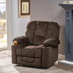 Chocolate Comfort Recliner – Plush Relaxation with Built-in Cup Holders 57578.00CHO-djyc