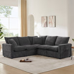 86*86' Modern L Shape Modular Sofa, 5 Seat Chenille Sectional Couch Set with 2 Pillows Included, Freely Combinable Indoor Funiture for Living Room, Apartment, Office, 2 Colors GS009017AAB-djyc