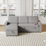 85.8" Pull Out Sleeper Sofa L-Shaped Couch Convertible Sofa Bed with Storage Chaise And Storage Racks,With USB Port And T-pyce Port W834S00268-djyc