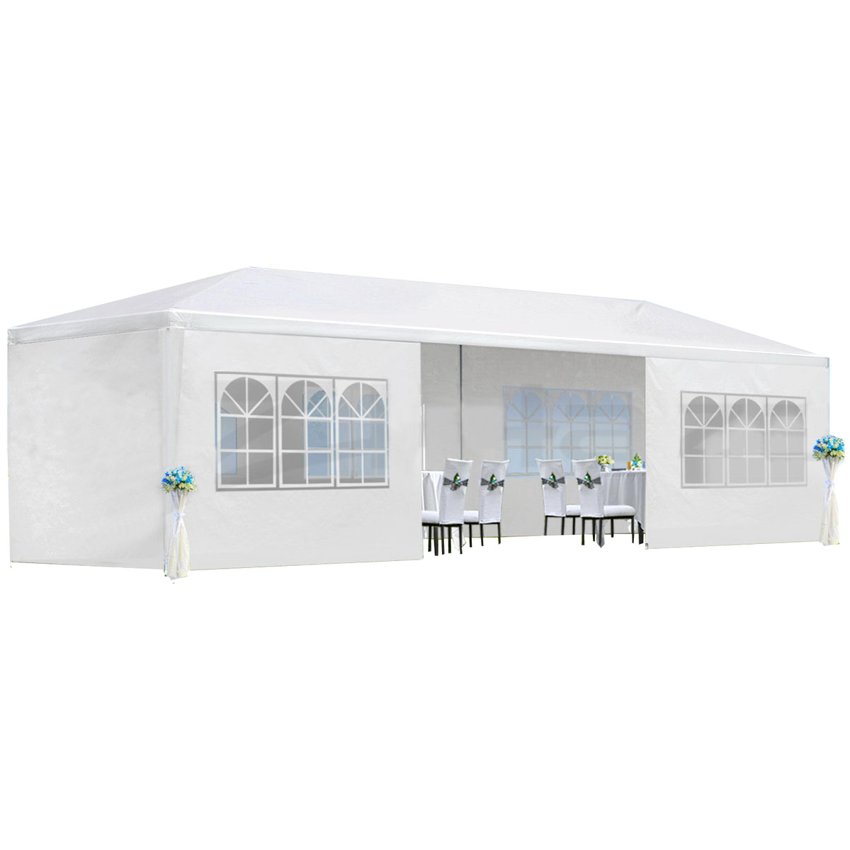 10x30' Wedding Party Canopy Tent Outdoor Gazebo with 8 Removable Sidewalls W1205137315-djyc