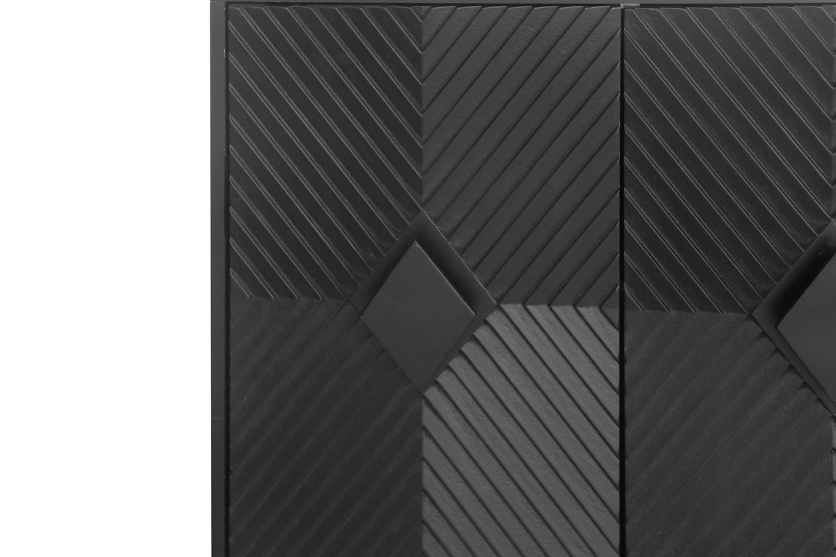 Accent Black Lacquered 4 Door Wooden Cabinet Sideboard Buffet Server Cabinet Storage Cabinet, for Living Room, Entryway, Hallway, Office, Kitchen and Dining Room W1435133315-djyc