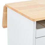 Kitchen Island with Drop Leaf, LED Light Kitchen Cart on Wheels with 2 Fluted Glass Doors and 1 Flip Cabinet Door, Large Kitchen Island Cart with an Adjustable Shelf and 2 Drawers (White) WF311171AAW-djyc