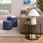 Ottoman, multi-functional combination set table Ottoman, combination of Ottoman and table, with drum stool, with storage space-Dark Blue W487P243608-djyc