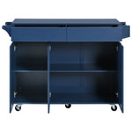 K&K 53.2''Kitchen Island with Drop Leaf, Kitchen Storage Cart with Spice Rack, Towel Rack and 2 Drawers, Rolling Kitchen Island on Wheels with Adjustable Shelves for Kitchen, Dining Room, Navy Blue N707P173041G-djyc