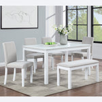 Wooden Dining Rectangular Table with Bench, Kitchen Table with Bench for Small Space, 6 Person Dining Table, White W1998S00046-djyc