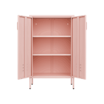 Pink Steel Double Door Cabinet with Handles, With Removable Dividers and Adjustable Height. Suitable for Living Room, Office, Bedroom, Study and Other Places. W328P195208-djyc