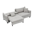 Sofa with Grey Corduroy Fabric, Convertible to Sofa Bed with Two Throw Pillows: Perfect for Living Rooms & Versatile Spaces W1278S00041-djyc