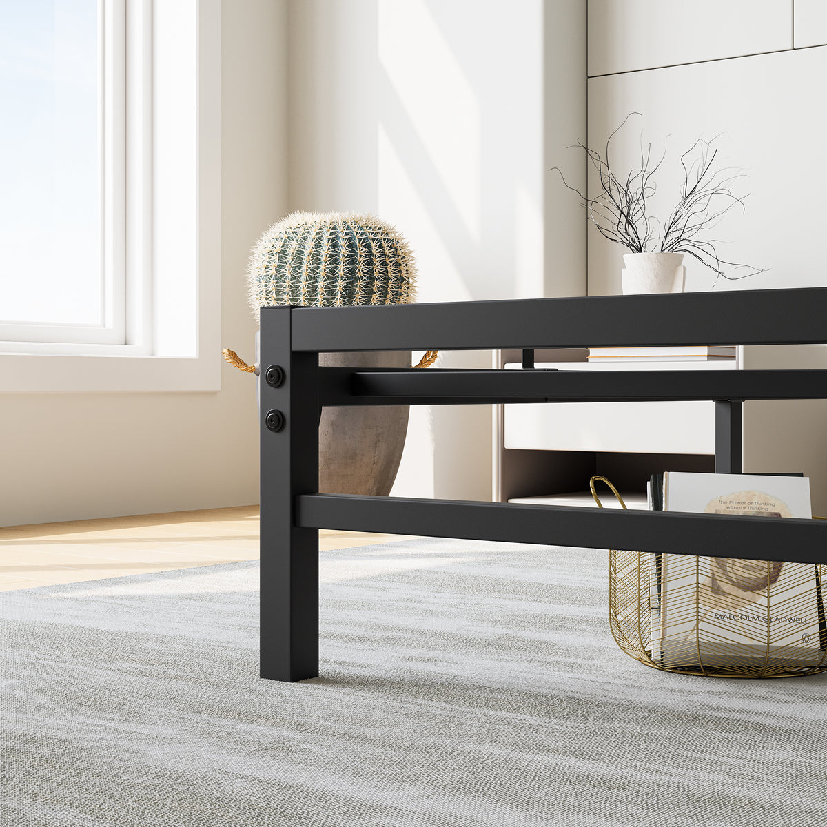 Full Size Platform Bed Frame with Rustic Vintage Wood Headboard, No Box Spring Needed Black W840P164957-djyc