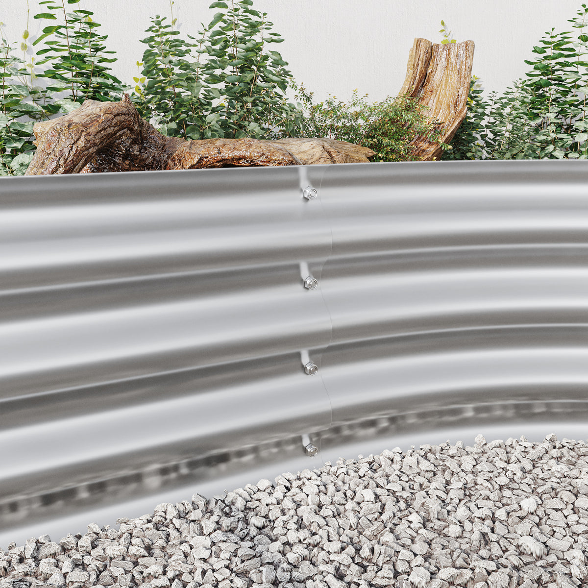 Raised Garden Bed Outdoor, Oval Large Metal Raised Planter Bed for for Plants, Vegetables, and Flowers - Silver W840102510-djyc