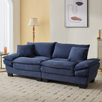 Corduroy Sofa Sleeper Couch Loveseat Sofa with Pillows Comfy Upholstered Deep Seat Sofa for Bedroom,Living Room,Apartment,Office,Dorm-Blue Corduroy W676P184142-djyc