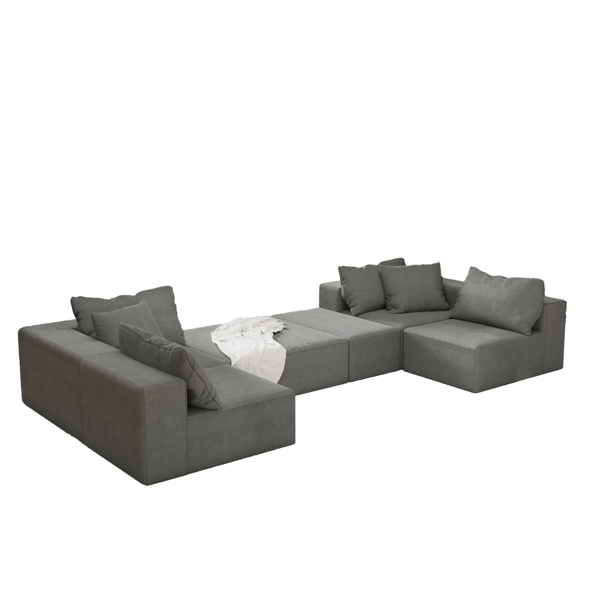 Modern Upholstered Sectional Sofa Couch Set,Modular 132" L Shaped Sectional Living Room Sofa Set With 6 Pillows,Free Combination Sofa Couch for Living Room,Bedroom W834S00312-djyc