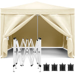 10'x10' Folding Canopy with 4 Removable Sidewalls Outdoor Event Shelter UPF 50+ Gazebo Portable Tents for Parties Beach Camping Wedding EZ Pop Up Canopy 4pcs Weight Bag + Carry Bag W2185P194747-djyc