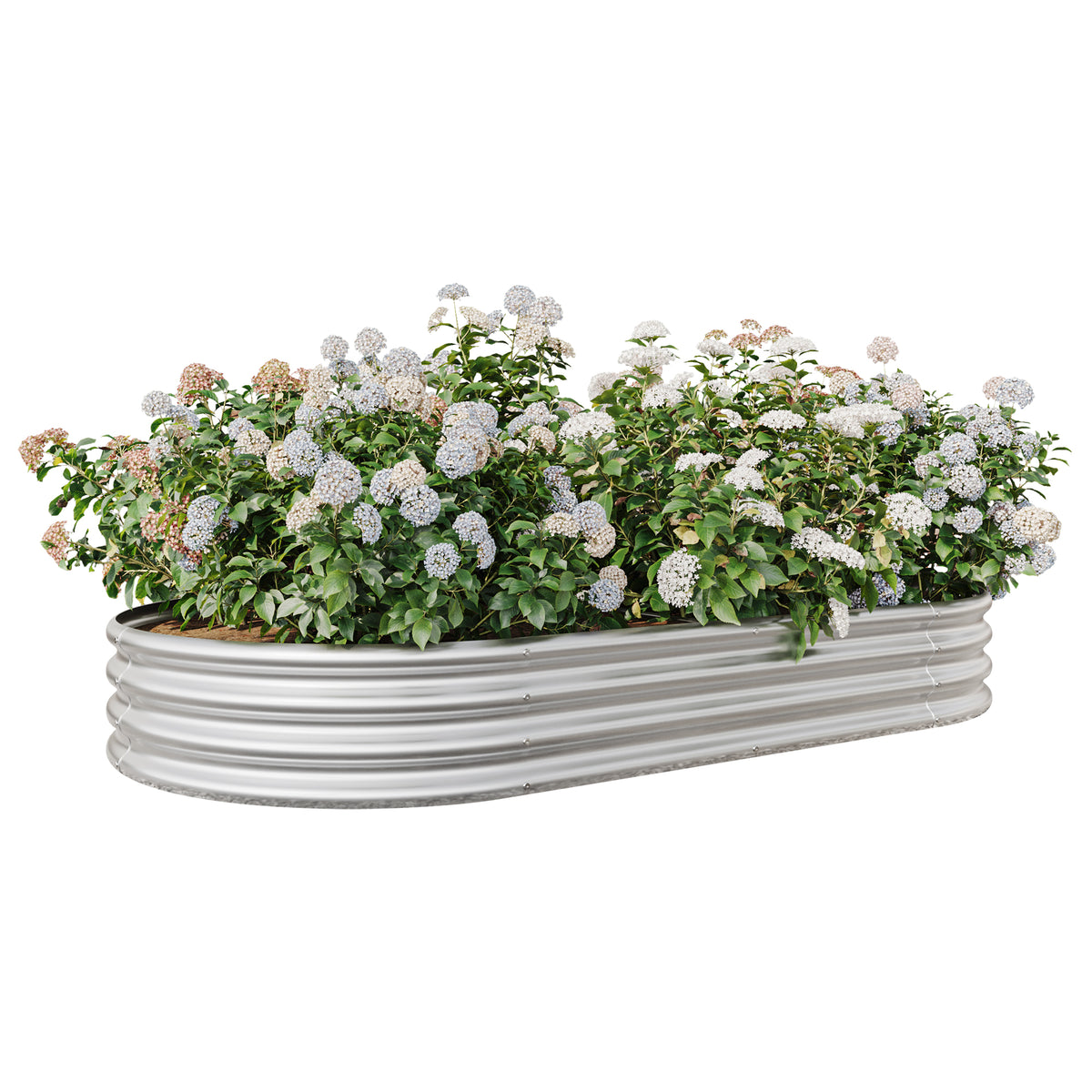 Raised Garden Bed Outdoor, Oval Large Metal Raised Planter Bed for for Plants, Vegetables, and Flowers - Silver W840102510-djyc