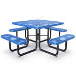 Square Outdoor Steel Picnic Table 46' with umbrella pole,Blue W1895S00011-djyc