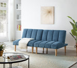 Corduroy fabric, wooden legs convertible sofa bed (Color:Blue) W1669P156117-djyc