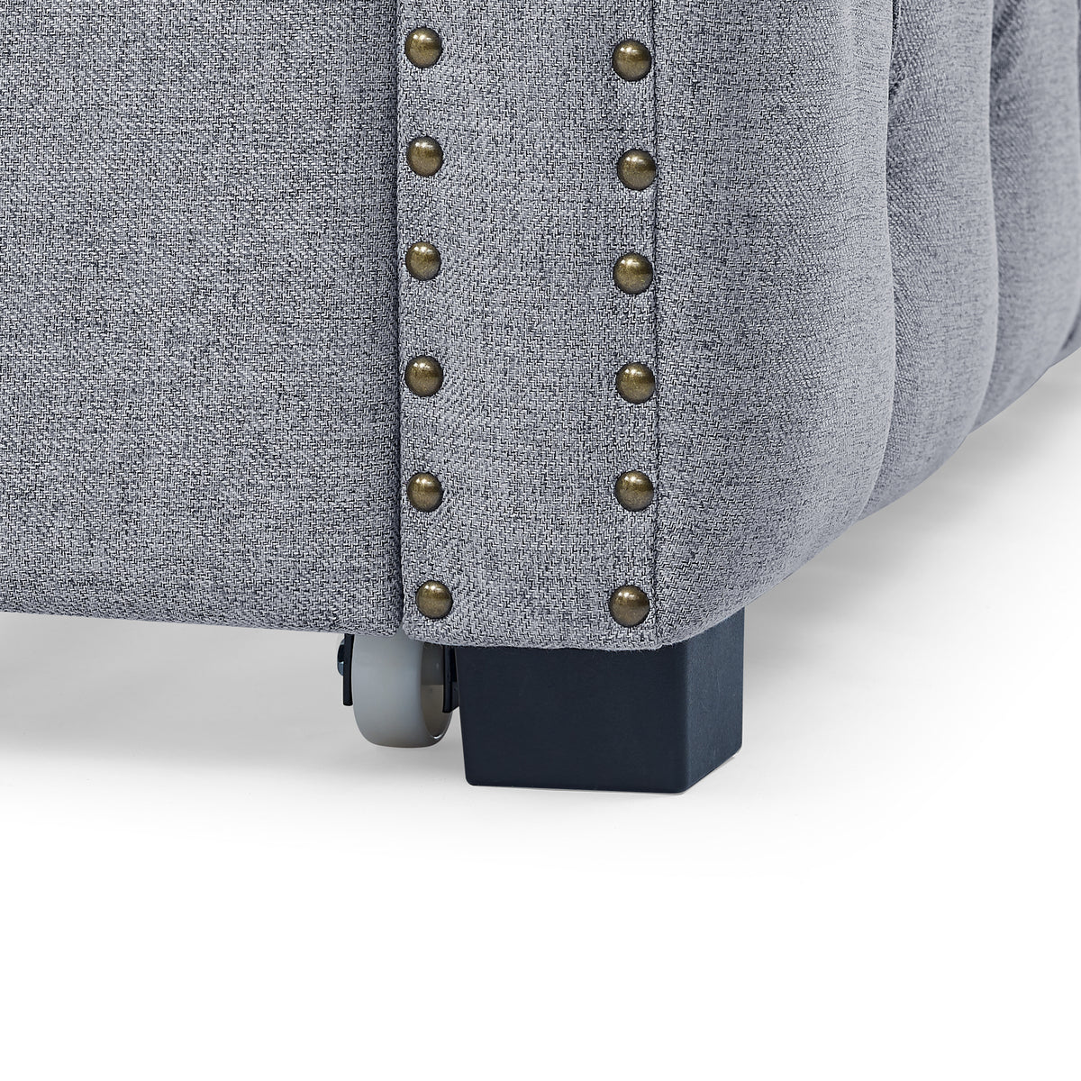 Daybed with Trundle Upholstered Tufted Sofa Bed, with Button and Copper Nail on Square Arms,Full Daybed & Twin Trundle, Grey(85"x57"x31.5") W487S00101-djyc