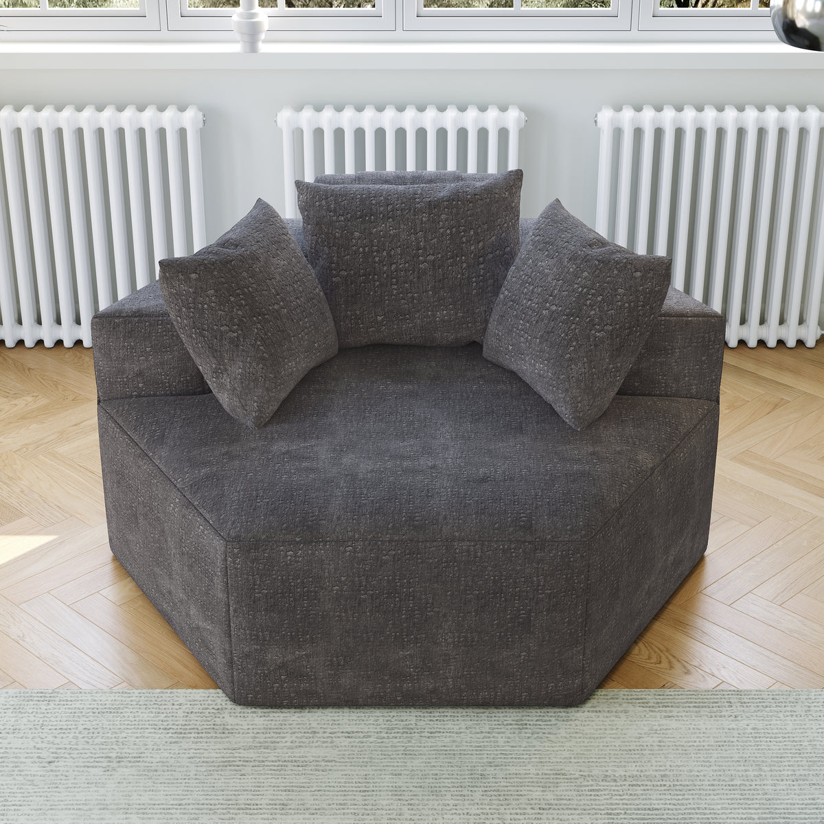 54''L Chenille Sponge single sofa,No Assembly Required,Fluffy Modern Sleeper Chair for Living room, Bedroom, Lounge and Projection Room W834P221043-djyc