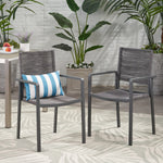 Outdoor Modern Aluminum Dining Chair with Rope Seat (Set of 2), Gray and Dark Gray 70660.00DGRY-djyc