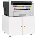 Metal Printer Stand with Storage Mobile Printer Tables for Small Spaces with Door Adjustable Shelf File Cabinet on Wheels for Home Office (White) W1247110443-djyc