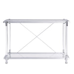 43.31'' Chrome Glass Sofa Table, Acrylic Side Table, Console Table for Living Room& Bedroom W821P184417-djyc