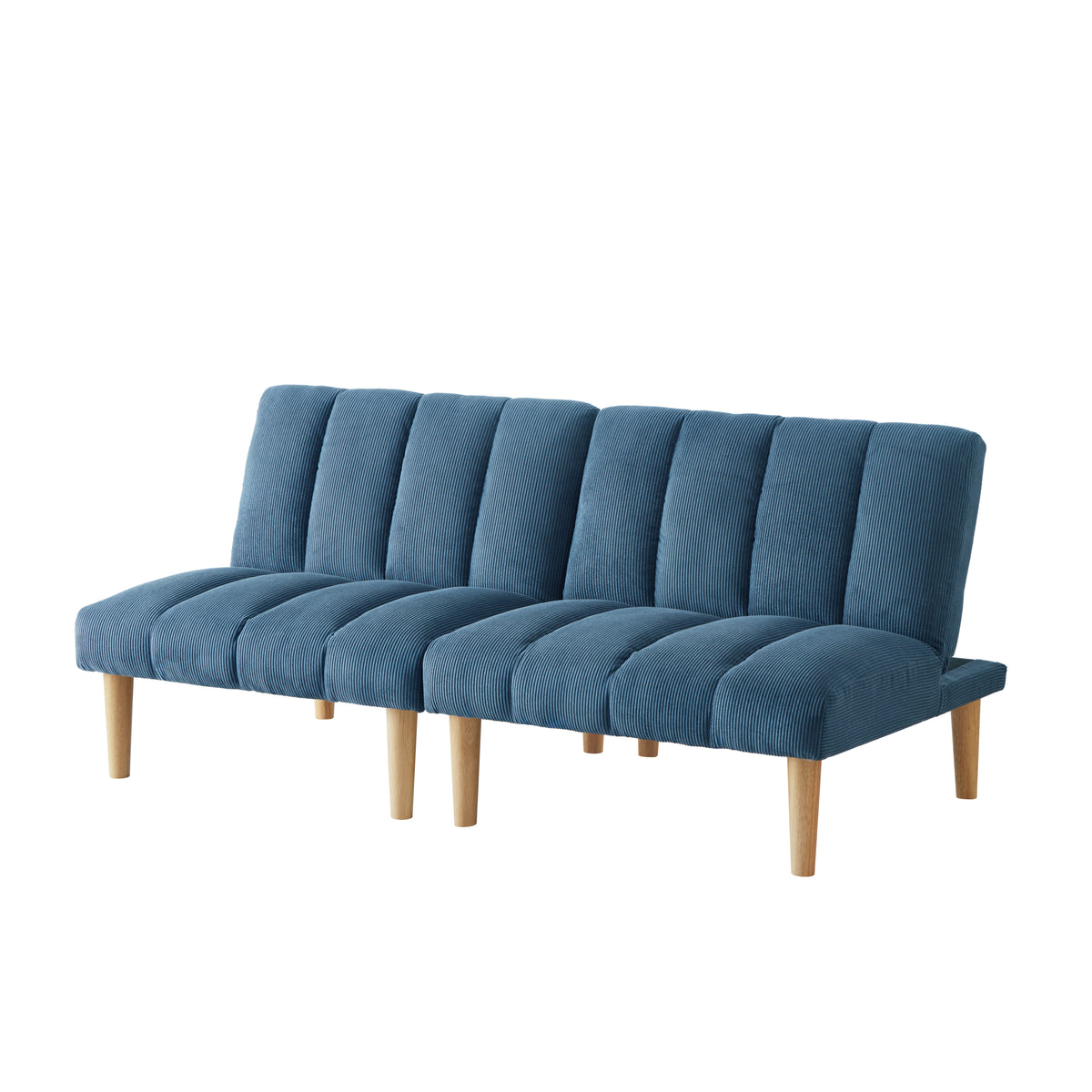 Corduroy fabric, wooden legs convertible sofa bed (Color:Blue) W1669P156117-djyc