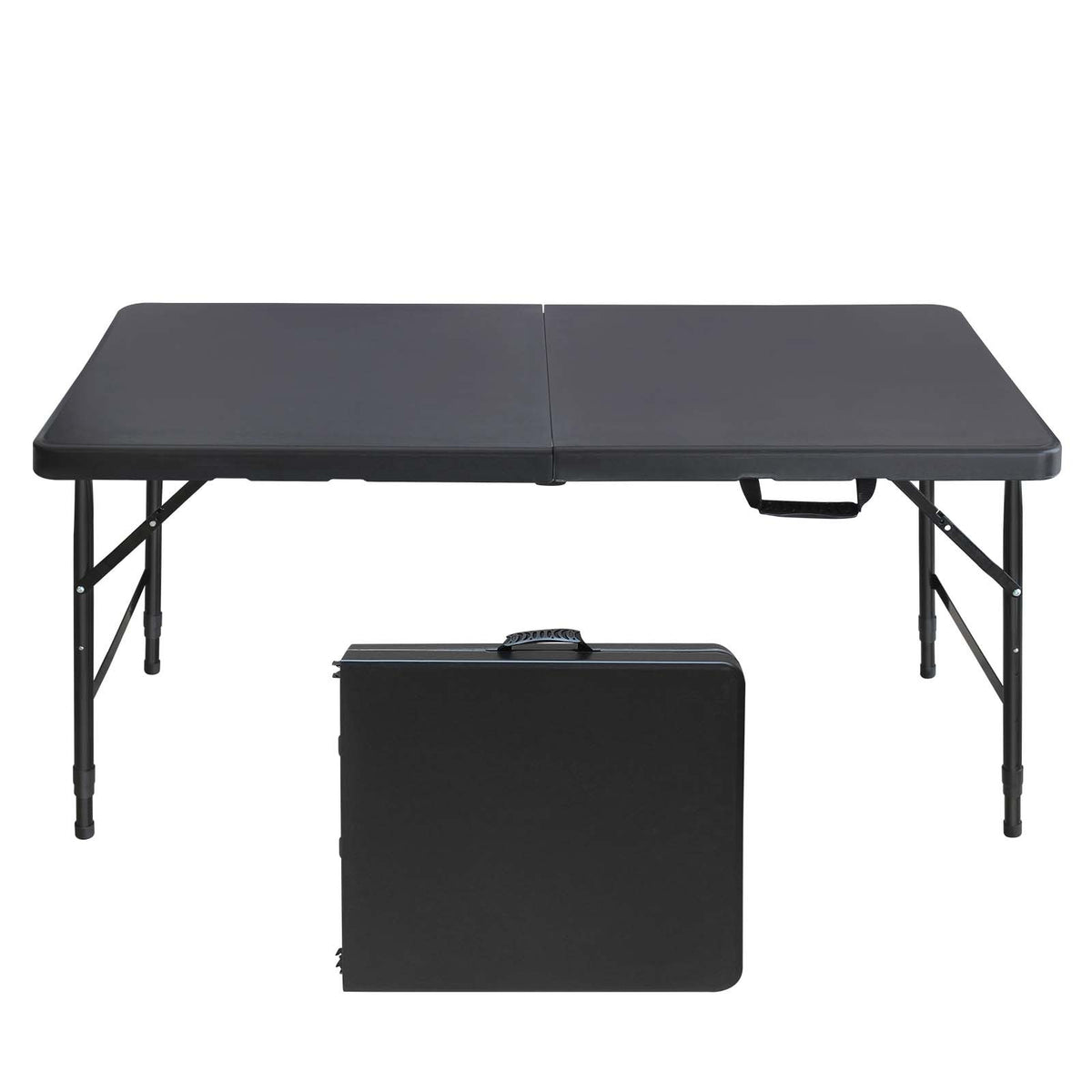 4ft Portable Folding Table Indoor&Outdoor Maximum Weight 135KG Foldable Table for Camping Black W2031123528-djyc