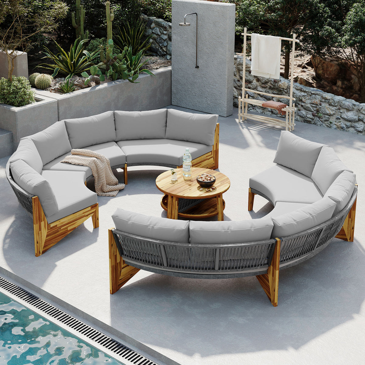 U_STYLE 6 - Person Outdoor Seating Group with Cushions and A Coffee Table WY000428AAE-djyc