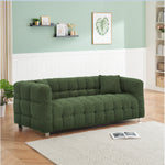 Refreshing Green Teddy Fleece Sofa - 80" Ideal for Living Room or Bedroom, Comes with Two Throw Pillows and Sturdy Hardware Foot Support W1278141694-djyc