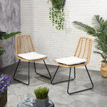 Transitional Dining Chair Set – Polyethylene Rattan with Water-Resistant Cushions,2PCS with 2 Cushions 71125.00LBRN-djyc