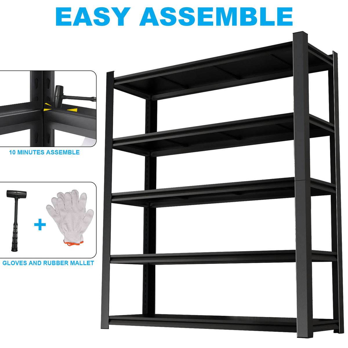 72.05 Inch Tall Black Metal Shelves with 5 Removable Dividers Are High Capacity and Load Bearing for Garages, Kitchens and Offices(72*47.27*23.62) W328P193845-djyc