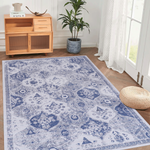 MAVAL Blue Washable Rug 6x9 Area Rug (Blue, 6' x 9')-B189P189021