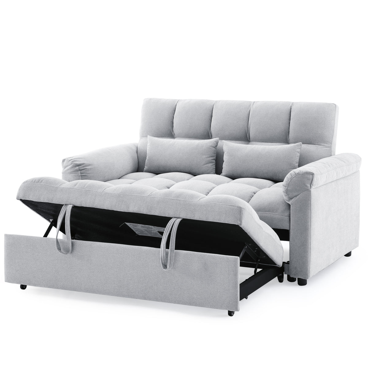 Loveseats Sofa Bed with Pull-out Bed,Adjsutable Back,Light Grey W487109970-djyc