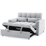 Loveseats Sofa Bed with Pull-out Bed,Adjsutable Back,Light Grey W487109970-djyc
