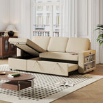 85.8" Pull Out Sleeper Sofa L-Shaped Couch Convertible Sofa Bed with Storage Chaise And Storage Racks,With USB Port And T-pyce Port W834S00266-djyc