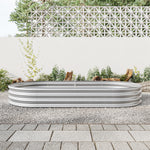 Raised Garden Bed Outdoor, Oval Large Metal Raised Planter Bed for for Plants, Vegetables, and Flowers - Silver W840102510-djyc