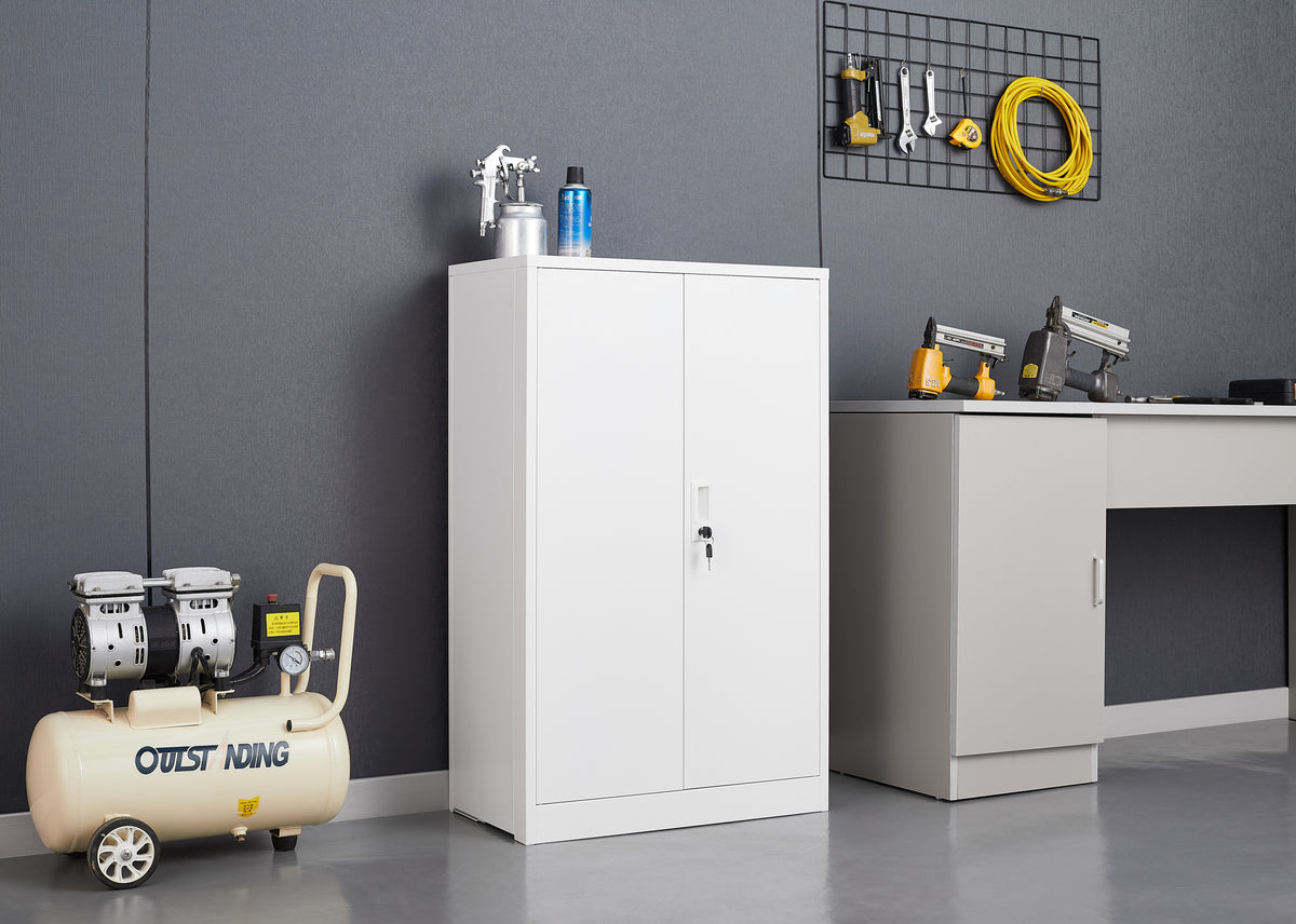 Metal Storage Cabinet with Locking Doors and Adjustable Shelf, Folding Filing Storage Cabinet , Folding Storage Locker Cabinet for Home Office,School,Garage, White W124757865-djyc