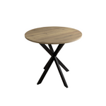 31.5 Inch Round Dining Table, Small Circle Kitchen Table with Metal Black Legs for 2-4 people,Modern Dining Room Table, Brown (only table) W808P176713-djyc